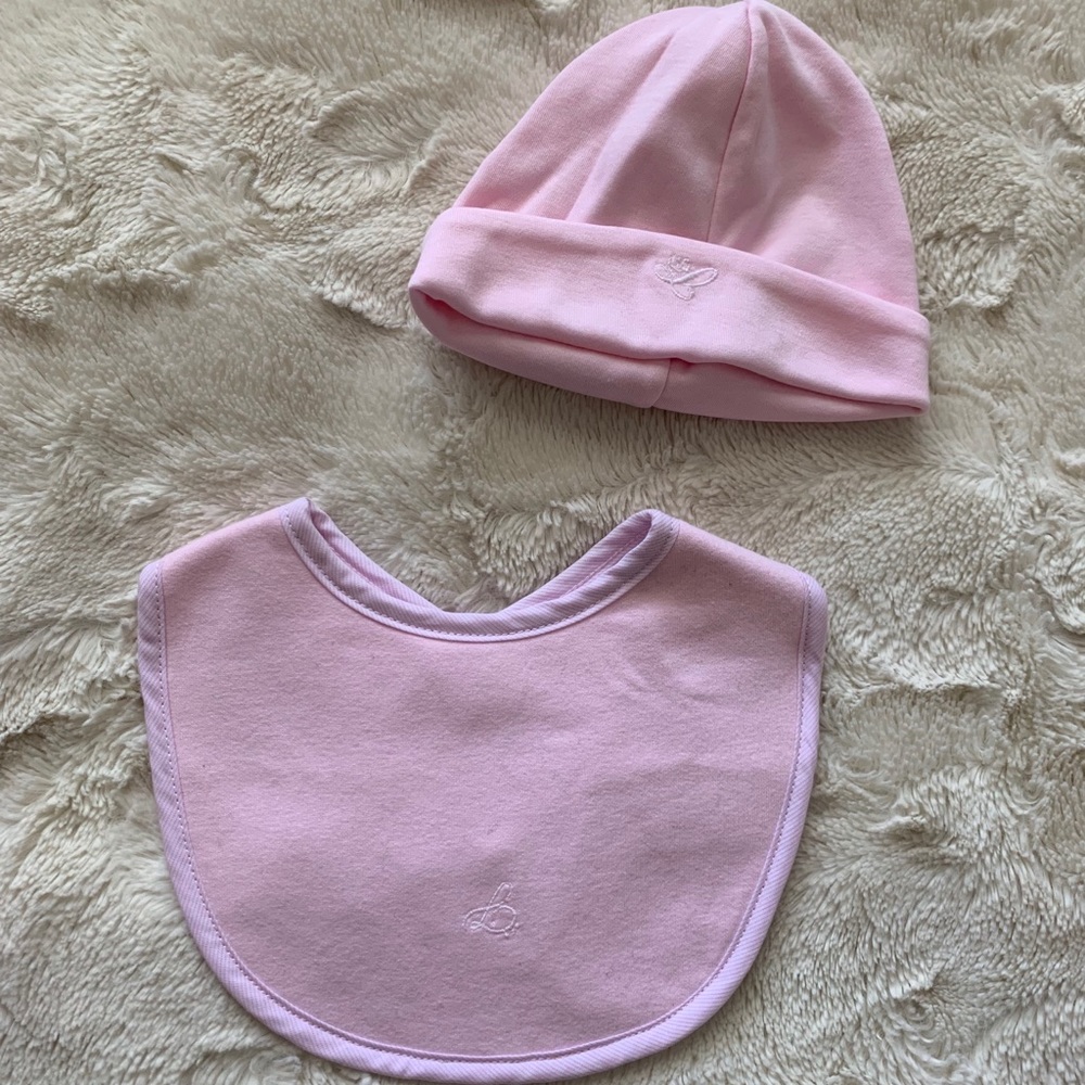 🌺 Baby Pink Hat & Bib 1 month